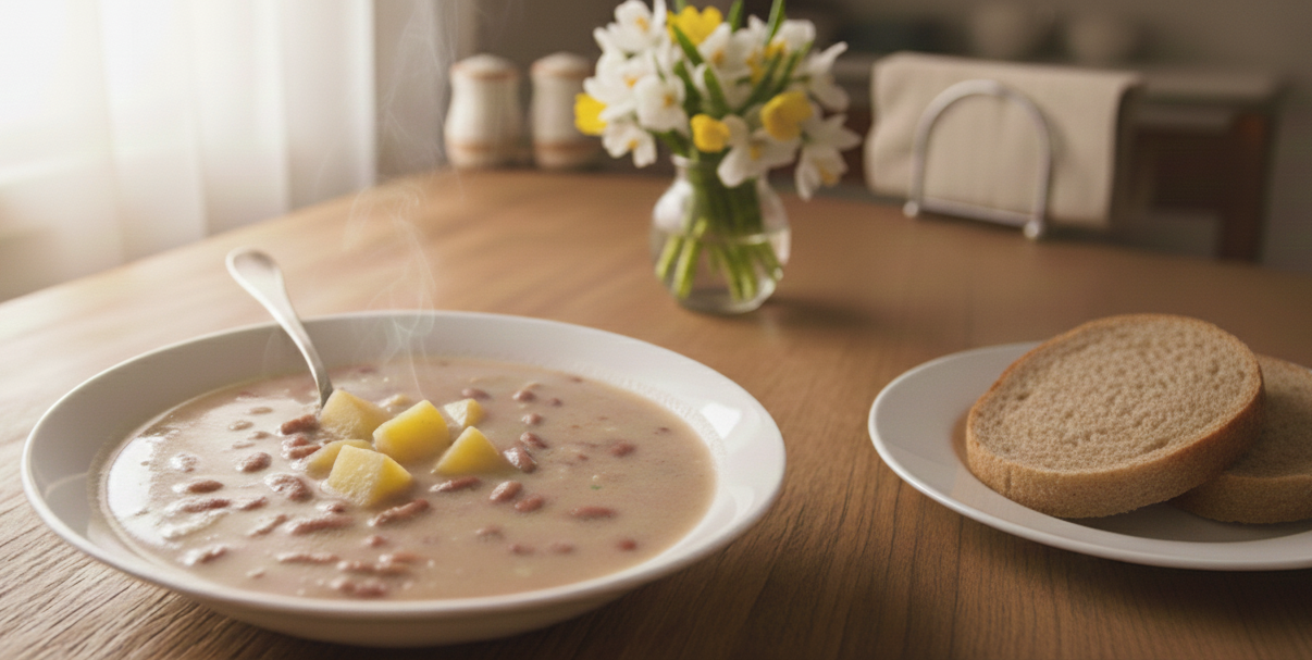 Fazuľová polievka na kyslo so zemiakmi